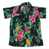 Full Funk Childrens Hawaiian Shirt in Summer Silky Viscose Rayon Floral Prints, 1-3 Years, Flower & Pineapple Black Green view 1