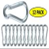 Branded Boards Black & Silver Zinc-Galvanized Heavy Duty Bushcraft Carabiner Spring Snap Clip Link Hooks 200-500lb Load 2, 6 & 12 Packs (Silver-7cm-12 Pack) view 2