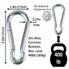 Branded Boards Black & Silver Zinc-Galvanized Heavy Duty Bushcraft Carabiner Spring Snap Clip Link Hooks 200-500lb Load 2, 6 & 12 Packs (Silver-7cm-12 Pack) view 3