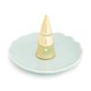 LC Lauren Conrad Light Seafoam Green Porcelain and Gold Colored Christmas Tree Design Jewelry and Trinket Tray view 1