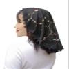 FANFAN Embroidered Lace Head Covering - Chapel Wedding Catholic Mass Bridal Church Service Veil for Women Girls Teens, Tulle Lightweight Breathable Headscarf S11 (Black) view 1