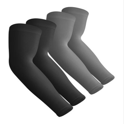 Aegend 2 Pair Sun Protection Cooling Arm Sleeves Sun Sleeves for Men Women Youth, Black & Deep Grey