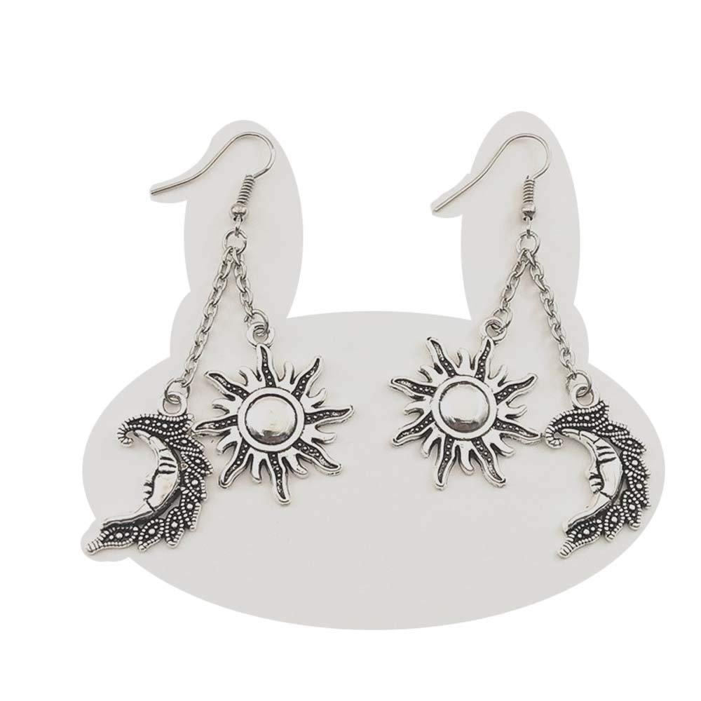 1pair Sun and Moon Earrings,Sun and Moon Jewellery,Wiccan Jewelry,Sun Earrings,Moon,Women Dangle Earring (#2)