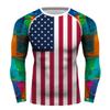 Men's American Flag Slim Fit Long Sleeve Compression Gym Trainning Casual Top (Graffiti, Medium) view 1