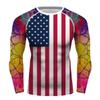 Men's American Flag Slim Fit Long Sleeve Compression Gym Trainning Casual Top (Yellow, Medium) view 1