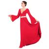 Women Metallic Color Block Liturgical Praise Dance Dress Bell Long Sleeve Lyrical Christian Church Dancewear Gown Loose Fit Full Length Tunic Circle Skirt Worship Costume Praisewear Red L view 4