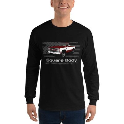 1987 Chevy K10 Silverado Square Body Vintage Pickup Truck Mens Long Sleeve Shirt