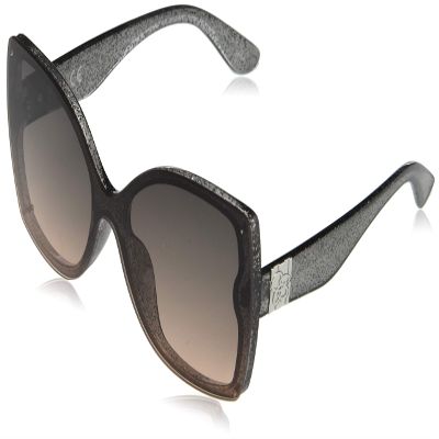 Jessica Simpson Women's J5796 Glittered Oversized Butterfly Sunglasses with UV400 Protection - Glamorous Sunglasses for Women, 57mm