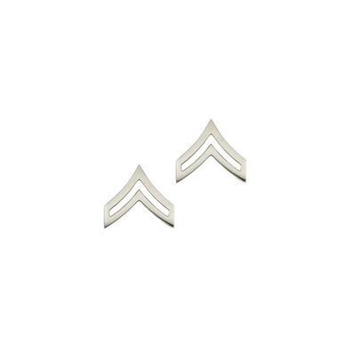 Law Enforcement/Police Corporal Nickel Rank Pin Tall 13/16" Pair