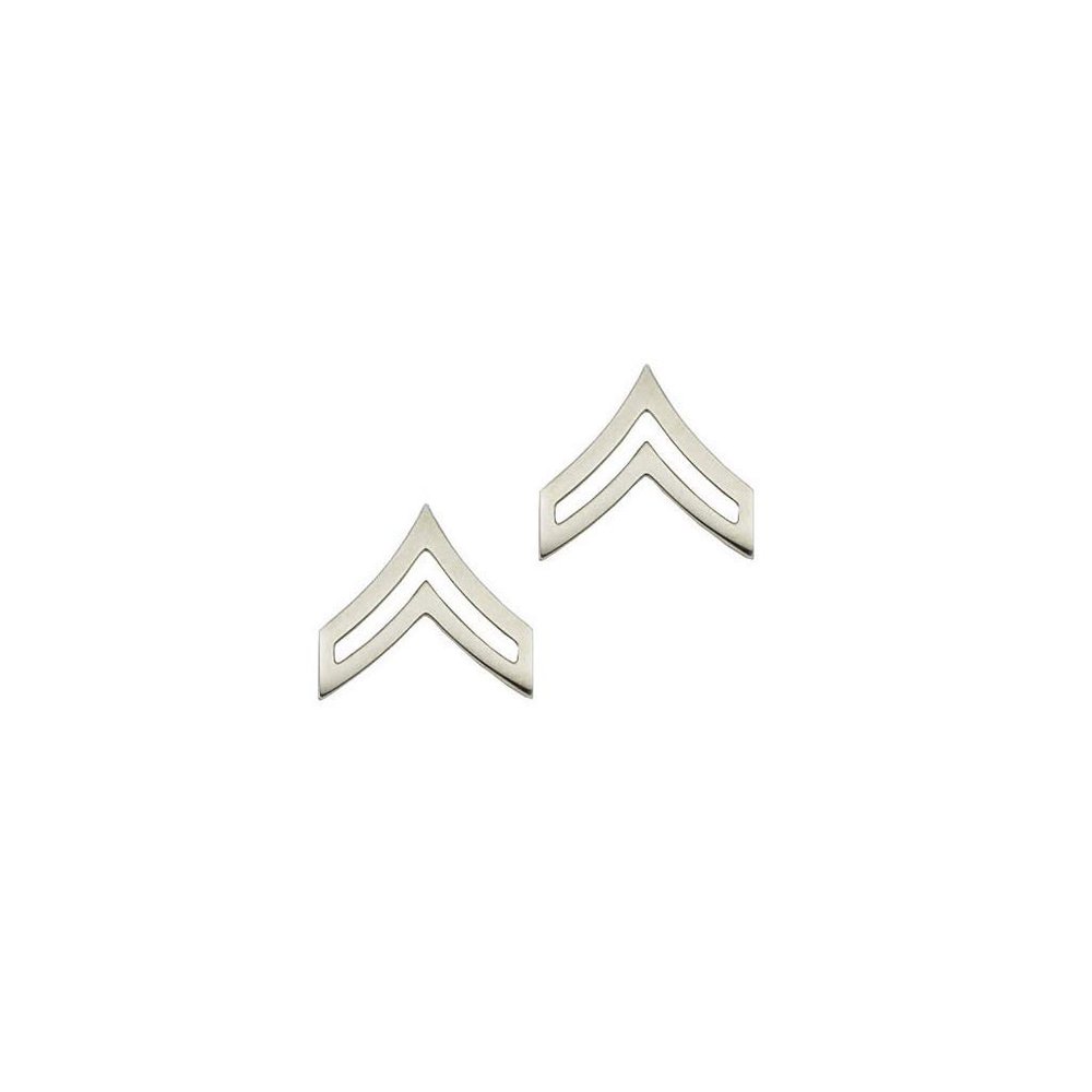 Law Enforcement/Police Corporal Nickel Rank Pin Tall 13/16" Pair