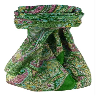 Pashmina & Silk Mulberry Silk Traditional Square Scarf Shruti Sage