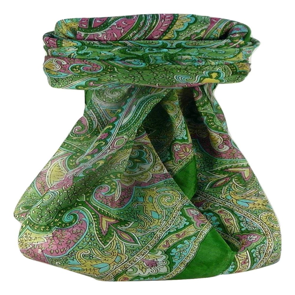 Pashmina & Silk Mulberry Silk Traditional Square Scarf Shruti Sage
