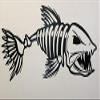 (2) 10" x 23" Skeleton Fish Boat Stickers Large Vinyl Decals Graphics Fishing (White) view 2