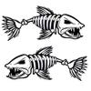 (2) 10" x 23" Skeleton Fish Boat Stickers Large Vinyl Decals Graphics Fishing (Silver) view 1