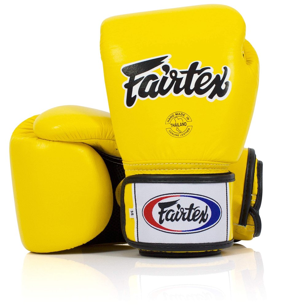 Fairtex BGV1BR Muay Thai Boxing Breathable Gloves for Men, Women, Kids | MMA Gloves, Kickboxing, Gym, Workout | Premium Quality, Light Weight & Shock Absorbent 8 oz Boxing Gloves-Yellow
