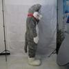 Long-Haired Grey Husky Wolf Mascot Costume Husky Dog Cartoon view 2