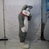 Long-Haired Grey Husky Wolf Mascot Costume Husky Dog Cartoon view 3