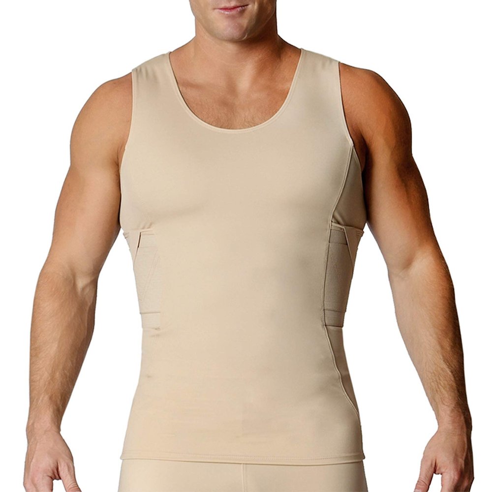ISPRO TACTICAL (Made in USA) Concealed Carry Holster for Men & Gun Concealment Shoulder Holster Or Pistol Chest Holster Compression Tank Top Concealed Carry Shirt with Gun Holster (Nude, LG)
