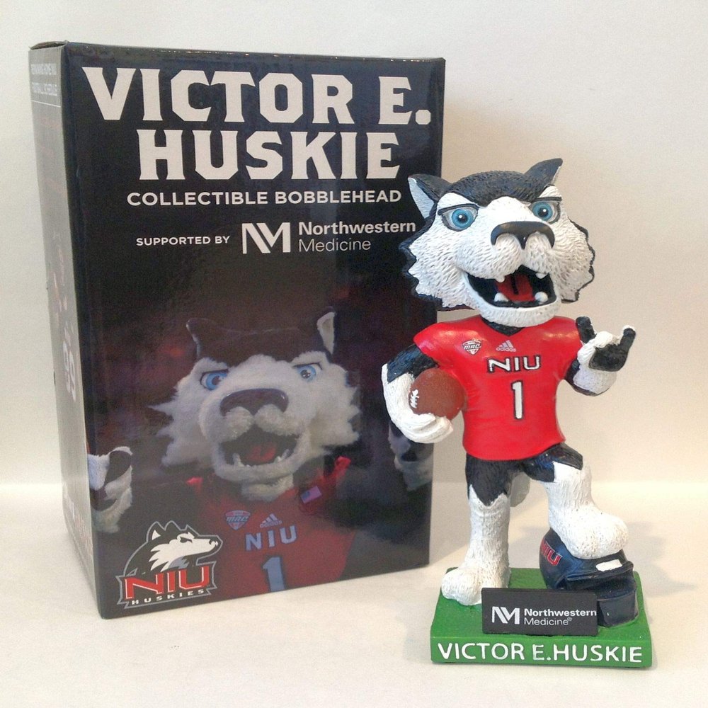 Northern Illinois University Football Mascot Bobblehead NIU Victor E Huskie SGA