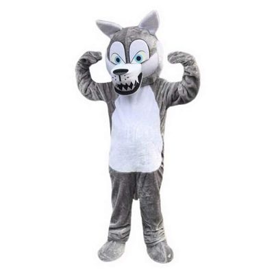 Gray Wolf Cartoon Costume Mascot Character Outfit