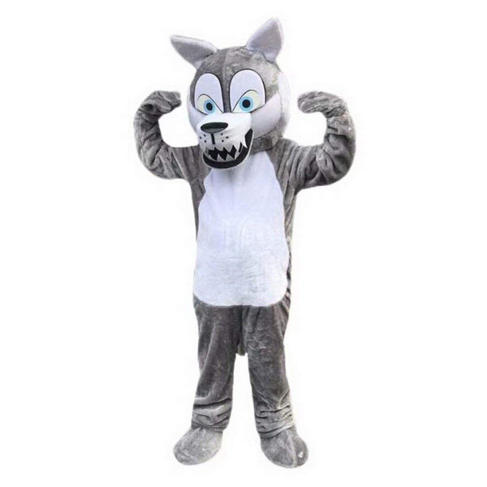 Gray Wolf Cartoon Costume Mascot Character Outfit