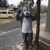 Gray Wolf Cartoon Costume Mascot Character Outfit view 3