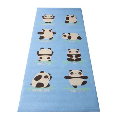 Bean Products 60x24 Non Slip Yoga Mat for Exercise - 3mm Thick Comfortable Workout Floor Mat for Kids - Eco Friendly Foldable Yoga Mat for Yoga, Pilates, Gym and Stretching, Blue Panda