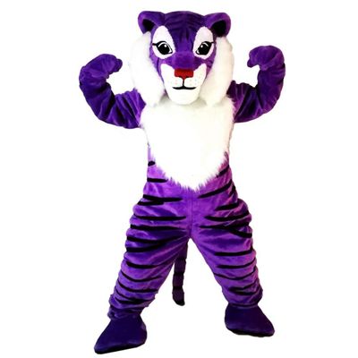 Purple Tiger Cartoon Costume Mascot Plush Adult Cosplay Cartoon Furry Costuming