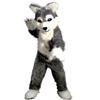 Long Hairy Gray Wolf Costume Mascot for Adult Cosplay Party Cartoon