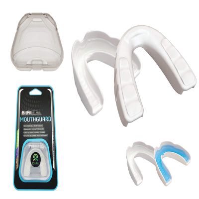 COOLLO SPORTS Boil and Bite Mouth Guard DC Custom Fit Sport Mouthpiece for Karate, Martial Arts, Wrestling, Boxing, MMA (Free Case Included!) -Adult Size (Adult -Ages 11 & Above, Trans. & White)