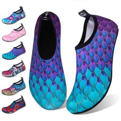WateLves Water Shoes for Womens Mens Barefoot Quick-Dry Aqua Socks for Beach Swim Surf Yoga Exercise Camping Must Haves (Fishscale Bluegreen, 36/37)