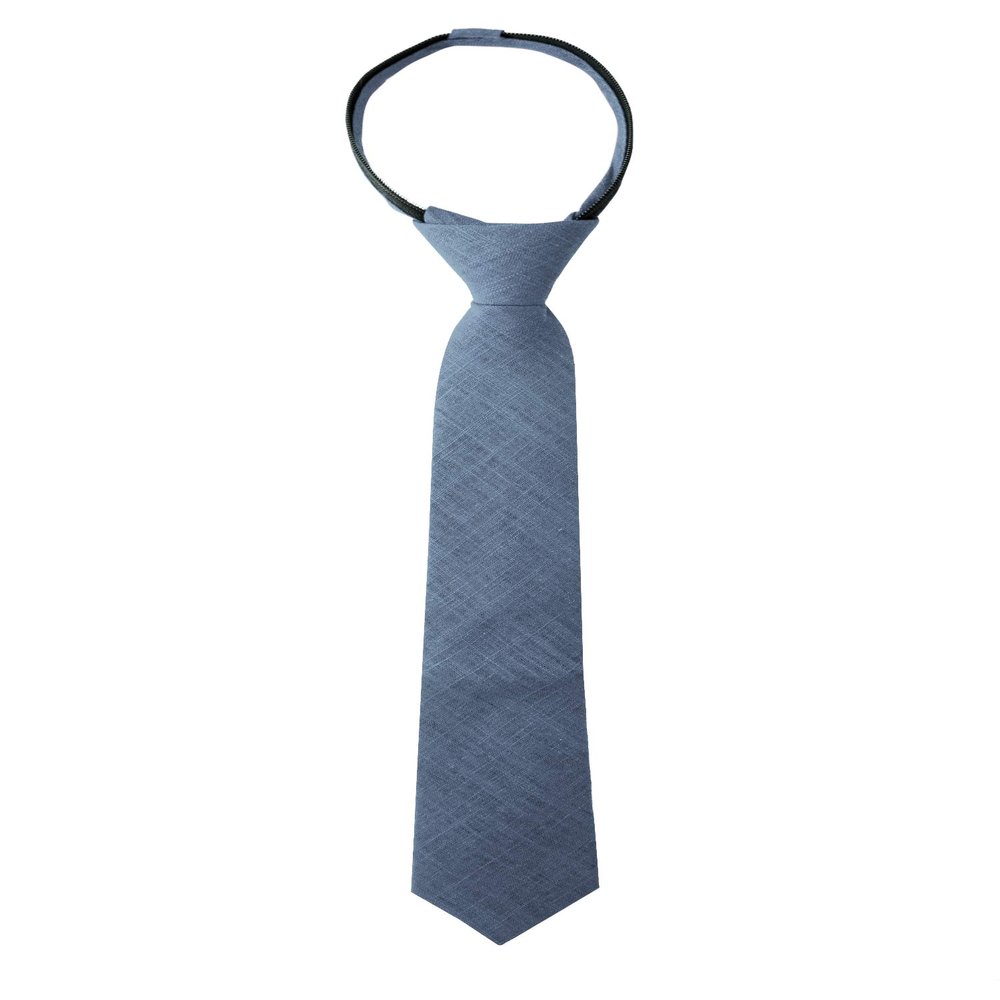 Spring Notion Boys' Linen Blend Zipper Necktie Stormy Blue Medium