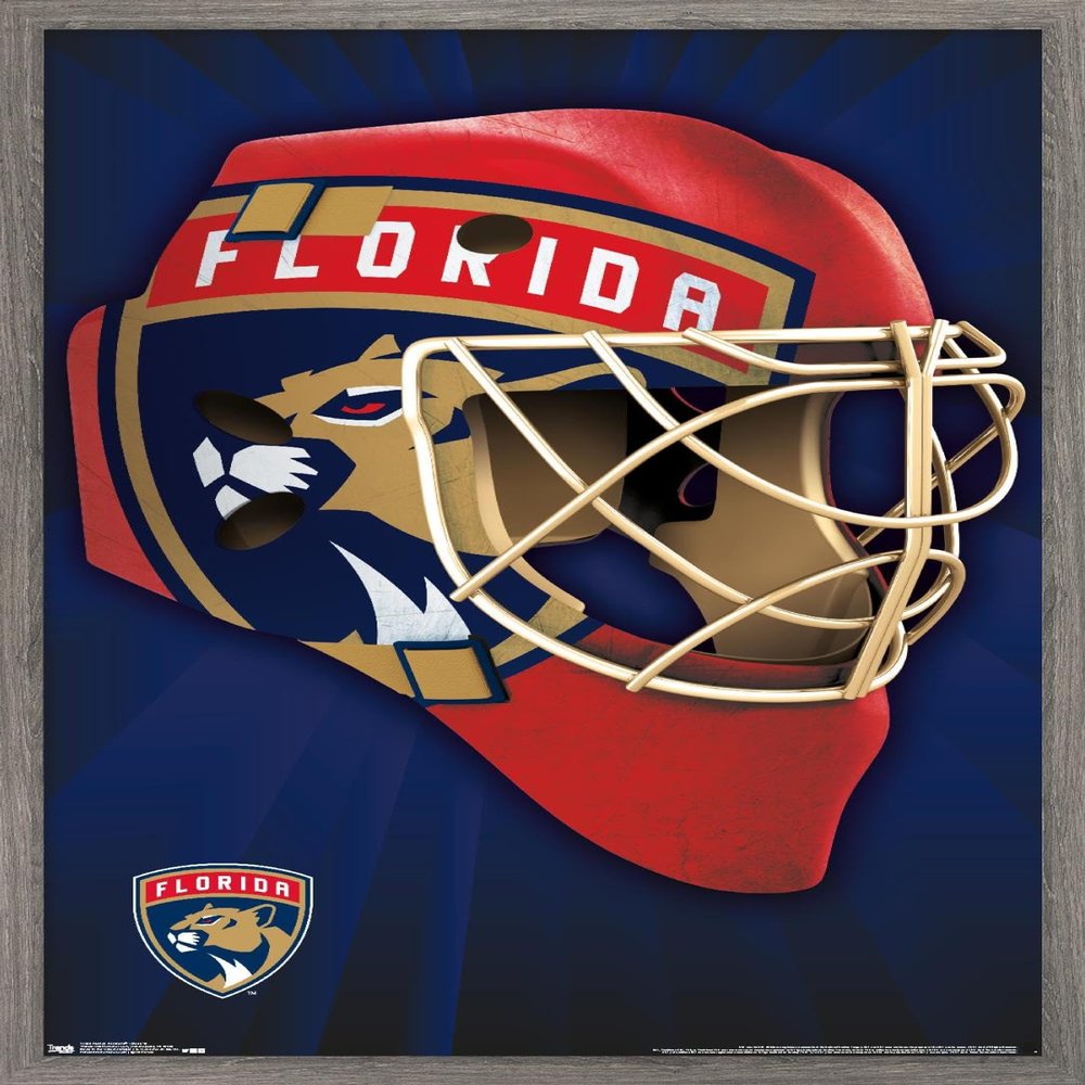 Trends International NHL Florida Panthers Mask 16 Wall Poster, 22.375" x 34", Barnwood Framed Version