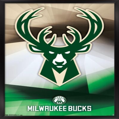 Trends International NBA Milwaukee Bucks - Logo 16 Wall Poster, 14.725" x 22.375", Black Framed Version