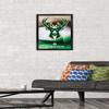 Trends International NBA Milwaukee Bucks - Logo 16 Wall Poster, 14.725" x 22.375", Black Framed Version view 2