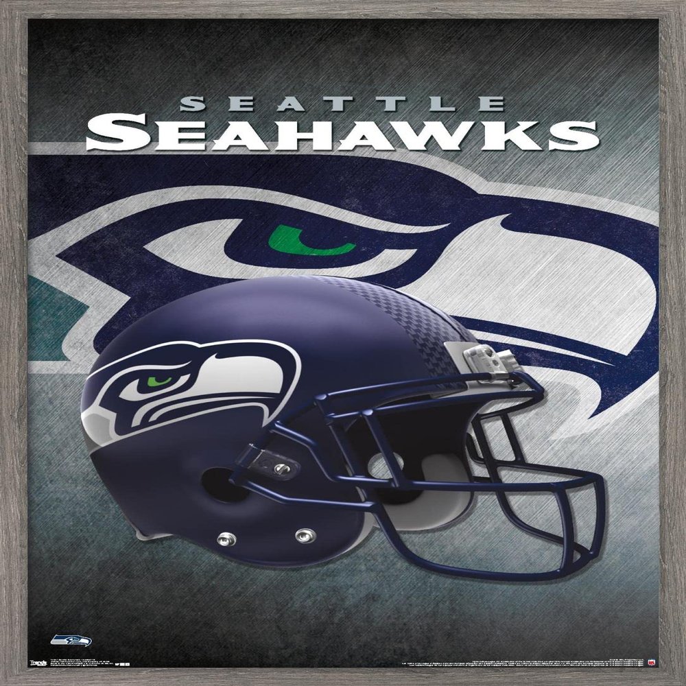Trends International NFL Seattle Seahawks - Helmet 16 Wall Poster, 22.375" x 34", Barnwood Framed Version
