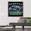 Trends International NFL Seattle Seahawks - End Zone 17 Wall Poster, 22.375" x 34", Barnwood Framed Version view 2