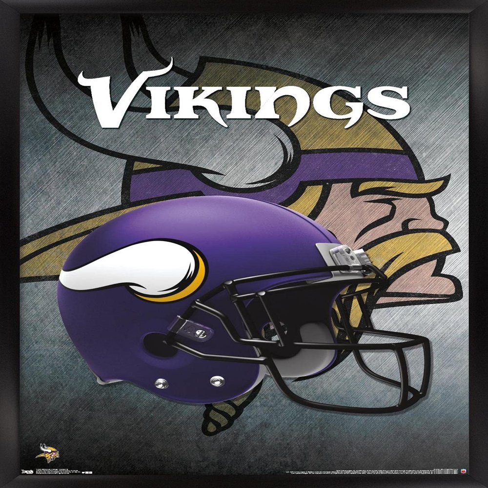 Trends International NFL Minnesota VIkings - Helmet 16 Wall Poster, 14.725" x 22.375", Black Framed Version