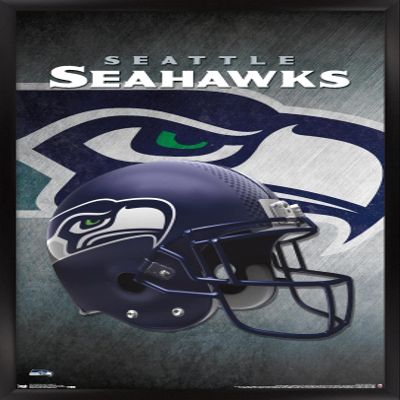 Trends International NFL Seattle Seahawks - Helmet 16 Wall Poster, 14.725" x 22.375", Black Framed Version