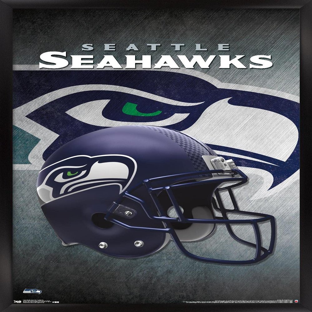 Trends International NFL Seattle Seahawks - Helmet 16 Wall Poster, 14.725" x 22.375", Black Framed Version