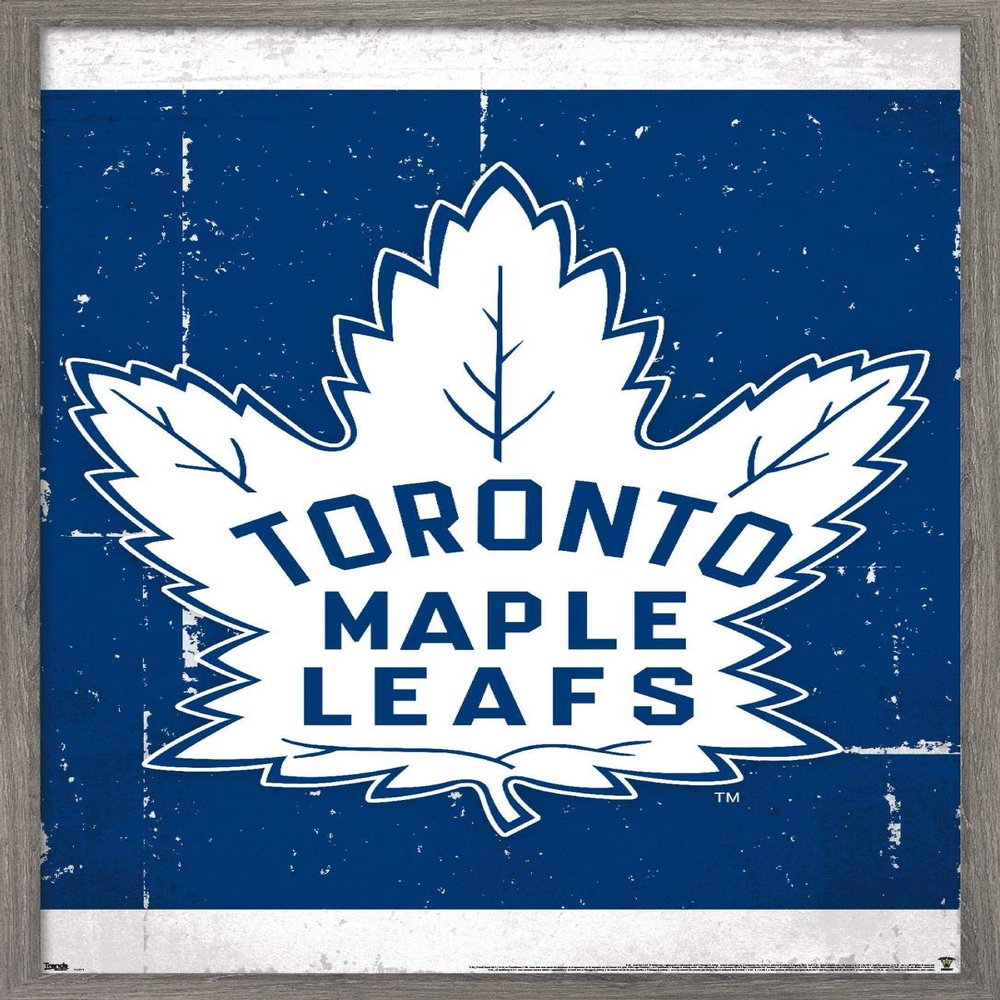 Trends International NHL Toronto Maple Leafs - Retro Logo 16 Wall Poster, 22.375" x 34", Barnwood Framed Version