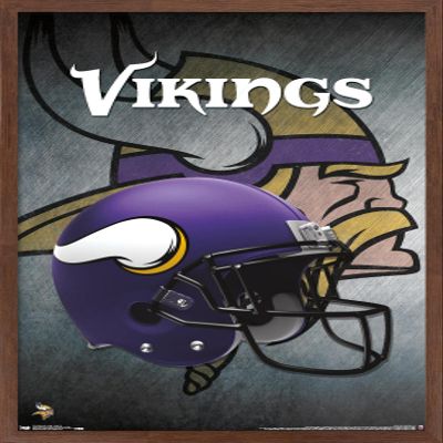 Trends International NFL Minnesota VIkings - Helmet 16 Wall Poster, 14.725" x 22.375", Mahogany Framed Version