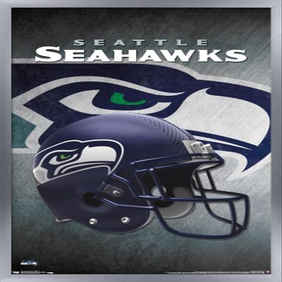Trends International NFL Seattle Seahawks - Helmet 16 Wall Poster, 14.725" x 22.375", Silver Framed Version