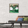 Trends International NBA Milwaukee Bucks - Logo 16 Wall Poster, 14.725" x 22.375", Barnwood Framed Version view 2