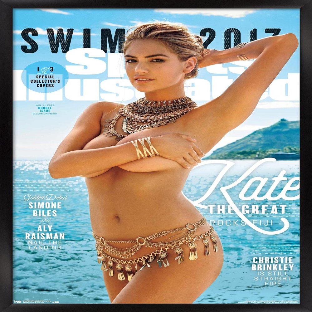 Trends International Sports Illustrated: Swimsuit Edition - Kate Upton Cover 2 17 Wall Poster, 14.725" x 22.375", Black Framed Version