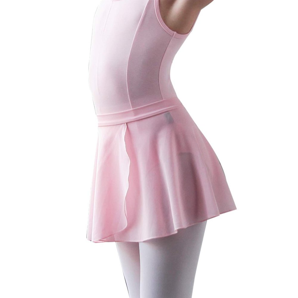 118243015 Kids Cross Front Ballet Skirt Pull on Mesh Dance Skirt (Light Pink, XL/C)