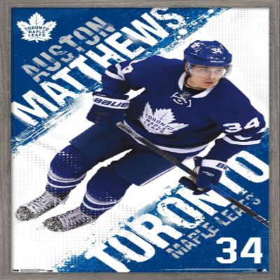 Trends International NHL Toronto Maple Leafs - Austin Matthews 16 Wall Poster, 14.725" x 22.375", Barnwood Framed Version
