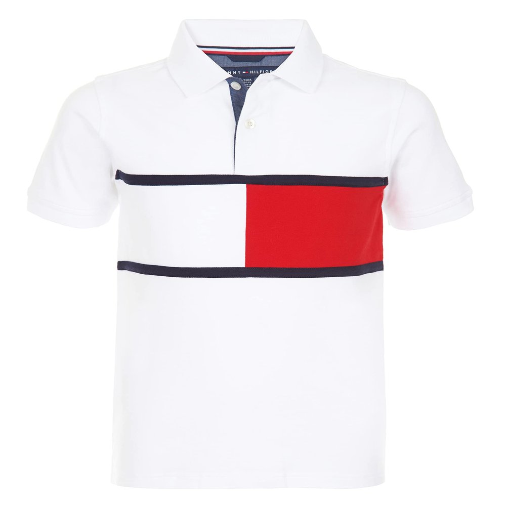 Tommy Hilfiger Boys' Short Sleeve Fashion Polo Shirt, Gary White, 5