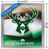 Trends International NBA Milwaukee Bucks - Logo 16 Wall Poster, 14.725" x 22.375", Silver Framed Version view 3