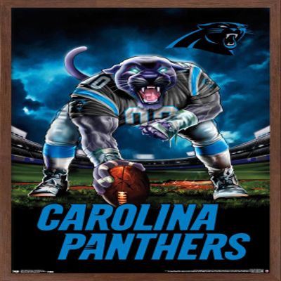 Trends International NFL Carolina Panthers - 3 Point Stance 19 Wall Poster, 22.375" x 34", Mahogany Framed Version